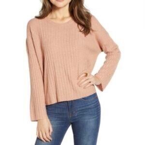 MADEWELL Relaxed Crew Neck Ribbed Sweater Peach Small S